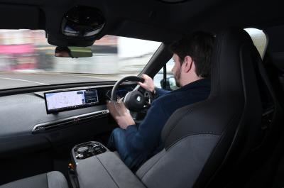 BMW iX long termer over shoulder