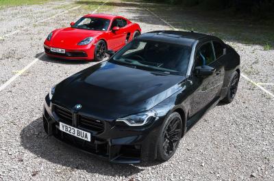 BMW M2 vs Porsche Cayman GTS fronts static