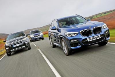 BMW X3 leading Audi Q5 and Land Rover Discovery Sport
