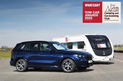 BMW X5 front with a caravan