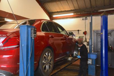 Car being serviced