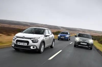 Citroen C3 with Toyota Aygo X and Dacia Sandero on moors