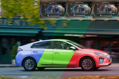 Hyundai Ioniq Electric side with colours