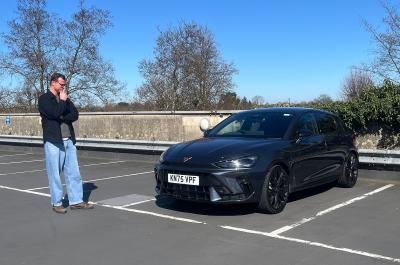 George Hill admiring Cupra Leon long-termer
