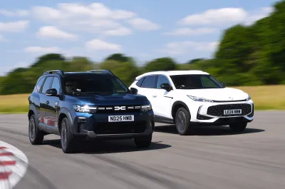 Dacia Bigster and MG HS front cornering