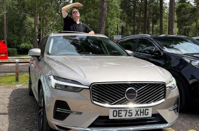 Darren climbing out of Volvo XC60 sunroof