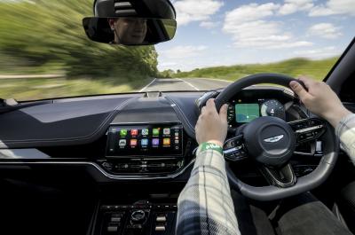 CarPlay Ultra running on touchscreen and instrument panel of Aston Martin DBX