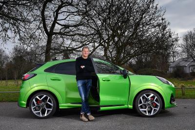 Ford Puma 2021 Long-Term, side view with John