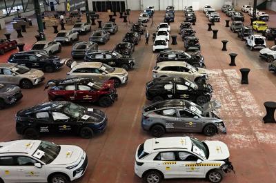 Euro NCAP crash testing all crashed cars