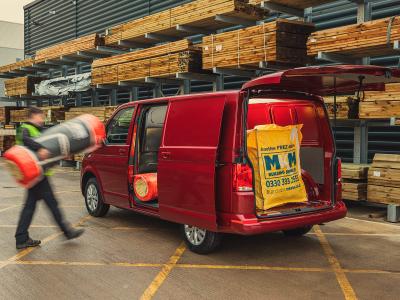 Volkswagen van rear three quarters