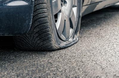 car with a flat tyre