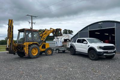 Ford Ranger Raptor pick-up truck with digger