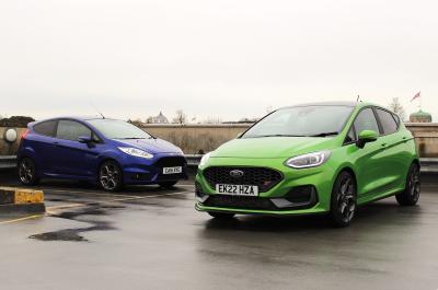 Ford Fiesta ST new in front of old
