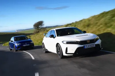 Honda Civic Type R and Volkswagen Golf R 20 Years fronts