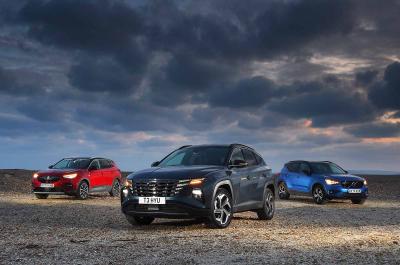 Hyundai Tucson vs Vauxhall Grandland X vs Volvo XC40 fronts
