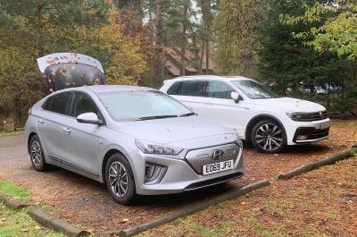 Hyundai Ioniq next to Volkswagen Tiguan