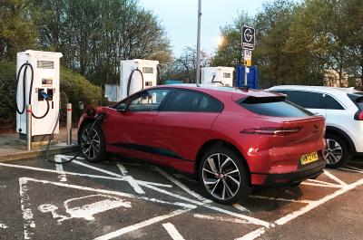 Jaguar I-Pace LT charging at motorway services