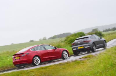Jaguar I-Pace vs Tesla Model 3 rear