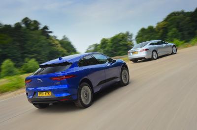 Jaguar I-Pace vs Tesla Model S rears