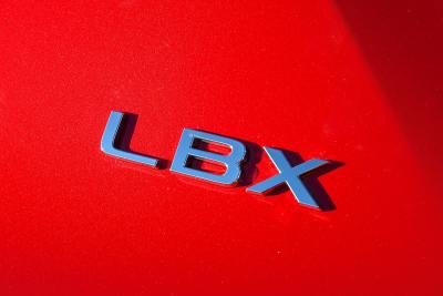 Red Lexus LBX badge detail
