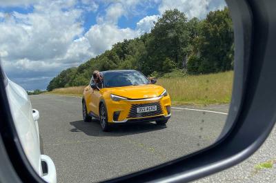 Lexus LBX being used as tracking car