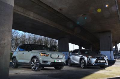 Lexus UX300e vs Volvo XC40 P8 Recharge fronts