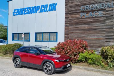 Mazda MX-30 R-EV at e-bike shop