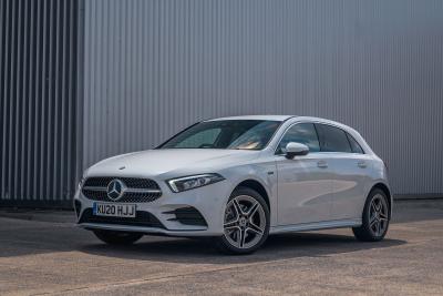 2019 mercedes a 250 e silver parked front charge