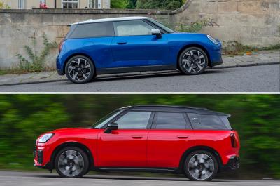 MINI Cooper SE and MINI Countryman John Cooper Works side profiles