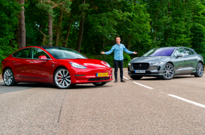 Tesla Model 3 vs Jaguar I-Pace video review