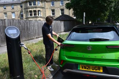 Neil Winn charging electric Vauxhall Mokka