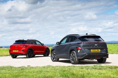 New Hyundai Kona vs Volkswagen T-Roc rears