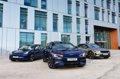 New Kia EV6 vs Polestar 2 vs Tesla Model 3 fronts