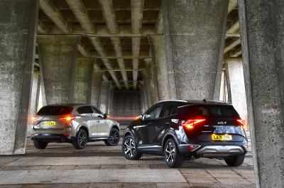 New Kia Sportage vs new Mazda CX-5 rears