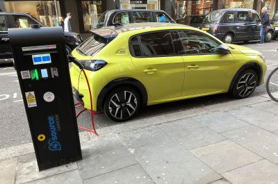 Peugeot e-208 charging in London