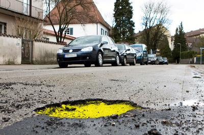 pothole in road