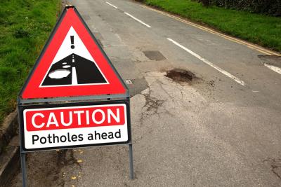 pothole sign