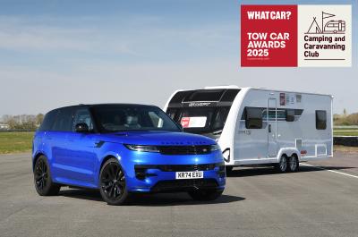 Range Rover Sport front with a caravan