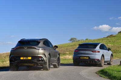 New Aston Martin DBX 707 vs New Porsche Cayenne Turbo GT rear cornering