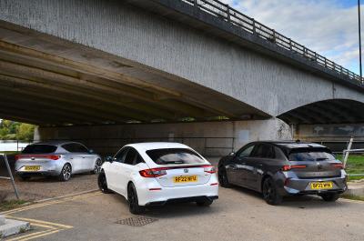 New Honda Civic vs New Vauxhall Astra vs Seat Leon rear triple