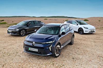 Renault Scenic vs Kia EV6 vs Tesla Model Y fronts