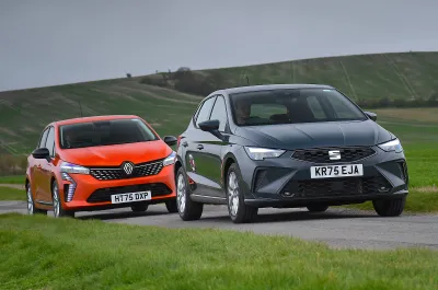 Seat Ibiza and Renault Clio twin front driving