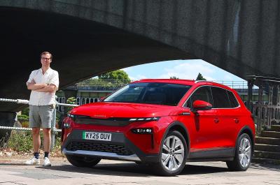 Skoda Elroq long-term hello shot with George Hill