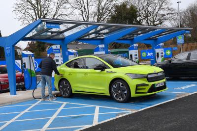 Skoda Enyaq Coupe at rapid charger