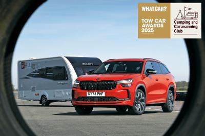 Skoda Kodiaq with a caravan through pipe
