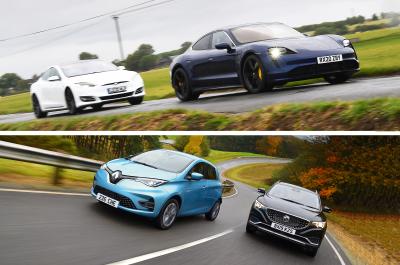 Tesla Model S with Porsche Taycan and Renault Zoe with MG ZS EV