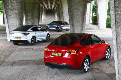 Tesla Model Y vs Skoda Enyaq Coupé vs Hyundai Ioniq 5 rears