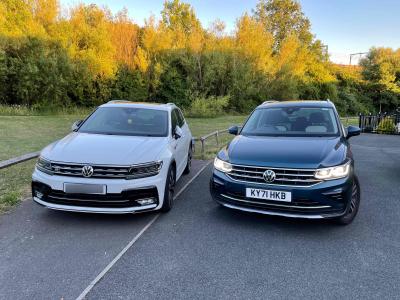 Two Volkswagen Tiguans together