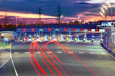 Toll boot plaza on a UK motorway