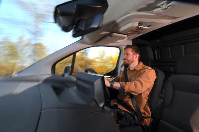Tom driving his Fiat Doblo long-term test